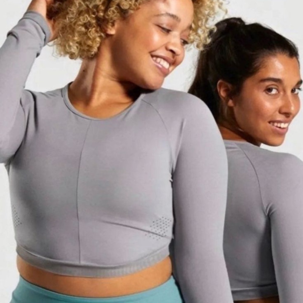 Gymshark x Whitney Simmons gray long sleeve crop top